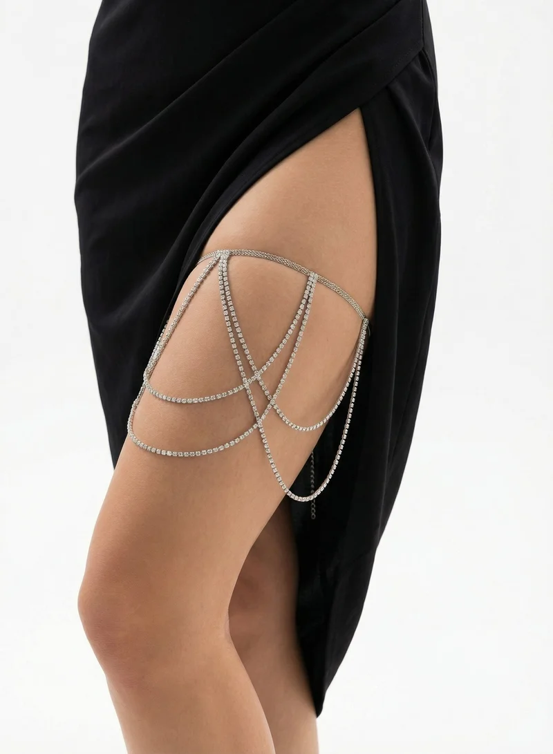 انيتاس Leg Accessories - Black Single Belt - Crystal